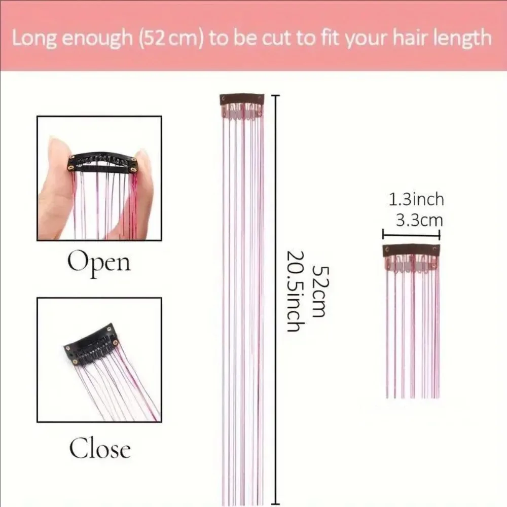 12Pcs Clip In Hair Tinsel Kit 20 inch Glitter Hair Extensions Heat Resistant Sparkling Fairy Hair Tinsel Hair Accessories