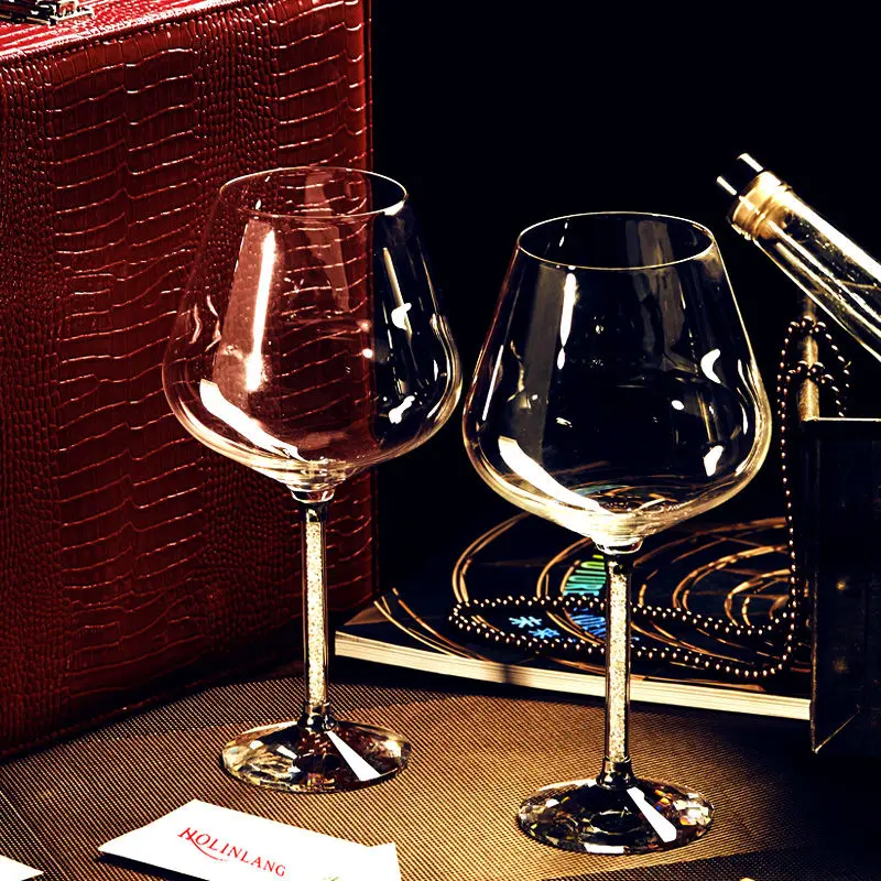 Glass Drinkware 2 Pcs Wine Glasses Crystal Transparent Hand Blown Lead-Free Glass Cup Good Gifts for Wedding Anniversary Father's Day Wine Tast