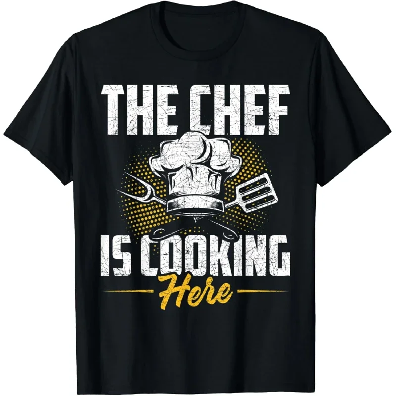 2024 Pasto Cooking Gourmet Food Chef Hat Divertente Chef T-Shirt Uomo Donna Coppia Breve Estate Tees Casual Cotton