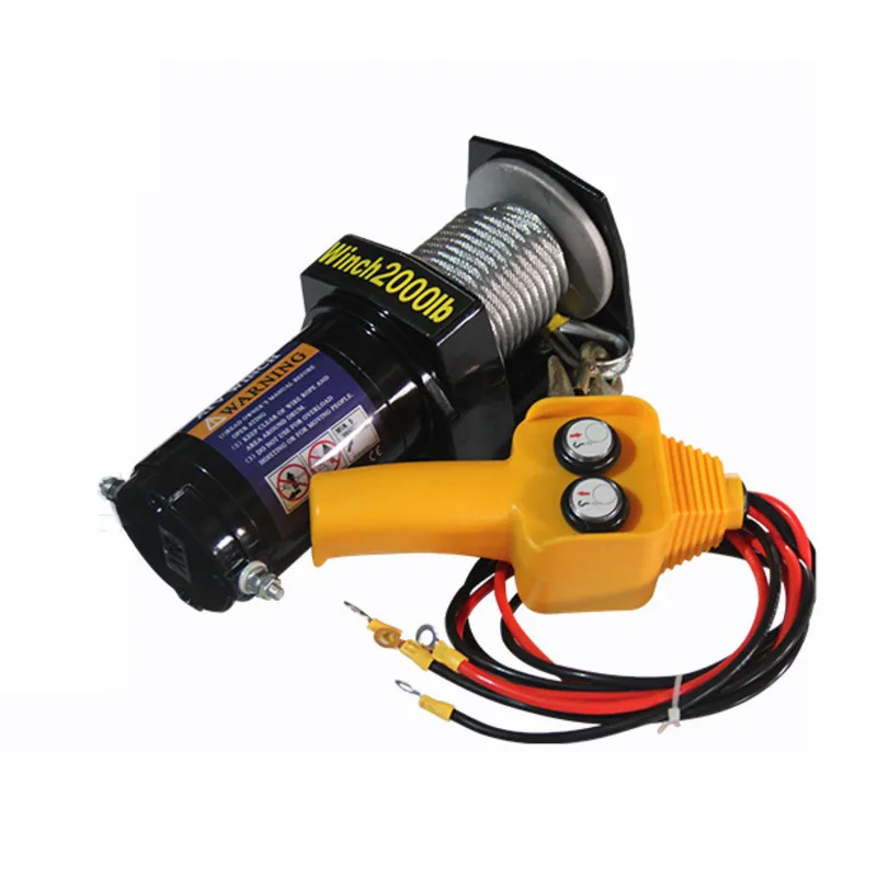 12V 24V 907kg 0.7KW 4m/min Car Mounted Electric Winch Electronic Car Winch For Off-road Vehicle Electromagnetic Brake