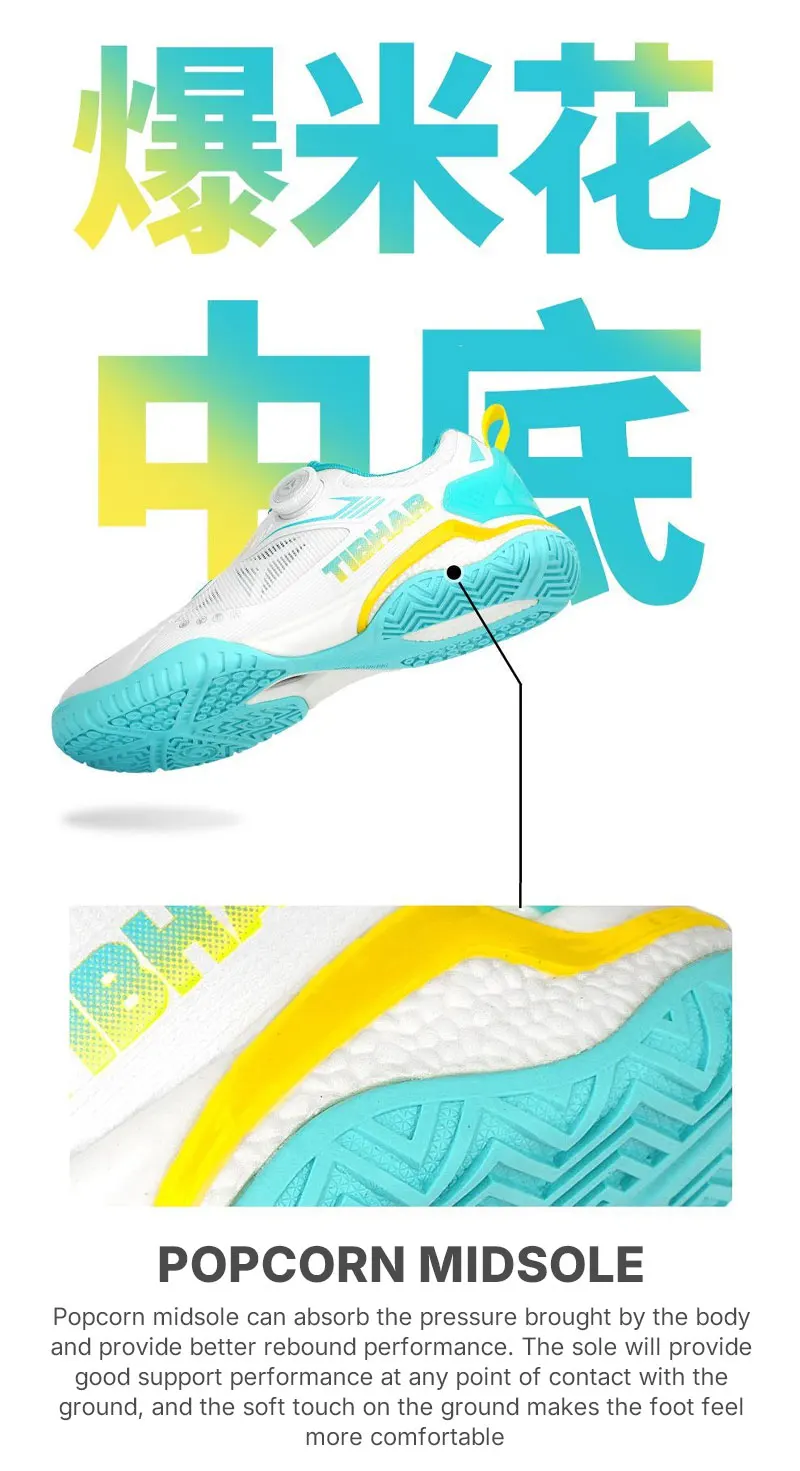 TIBHAR Tischtennisschuhe für Herren und Damen, professionelle Ping-Pong-Sneaker, Indoor-Schuhe mit Popcorn-Kissen und Carbonplatte – Detail 3