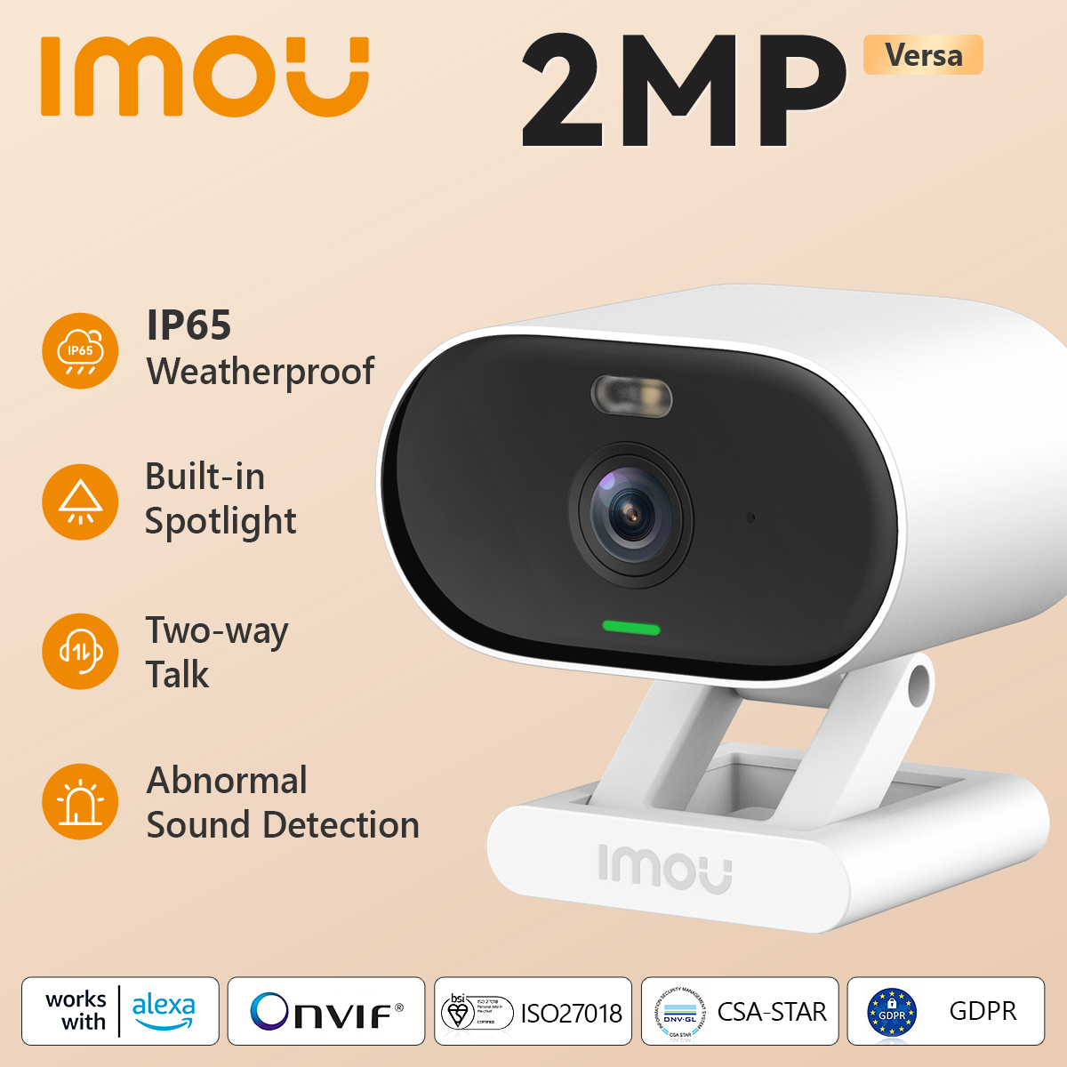 IMOU Versa 2MP Wifi Indoor and Outdoor Camera Human Detection Security Surveillance Color Night Vision Weatherproof IP Camera