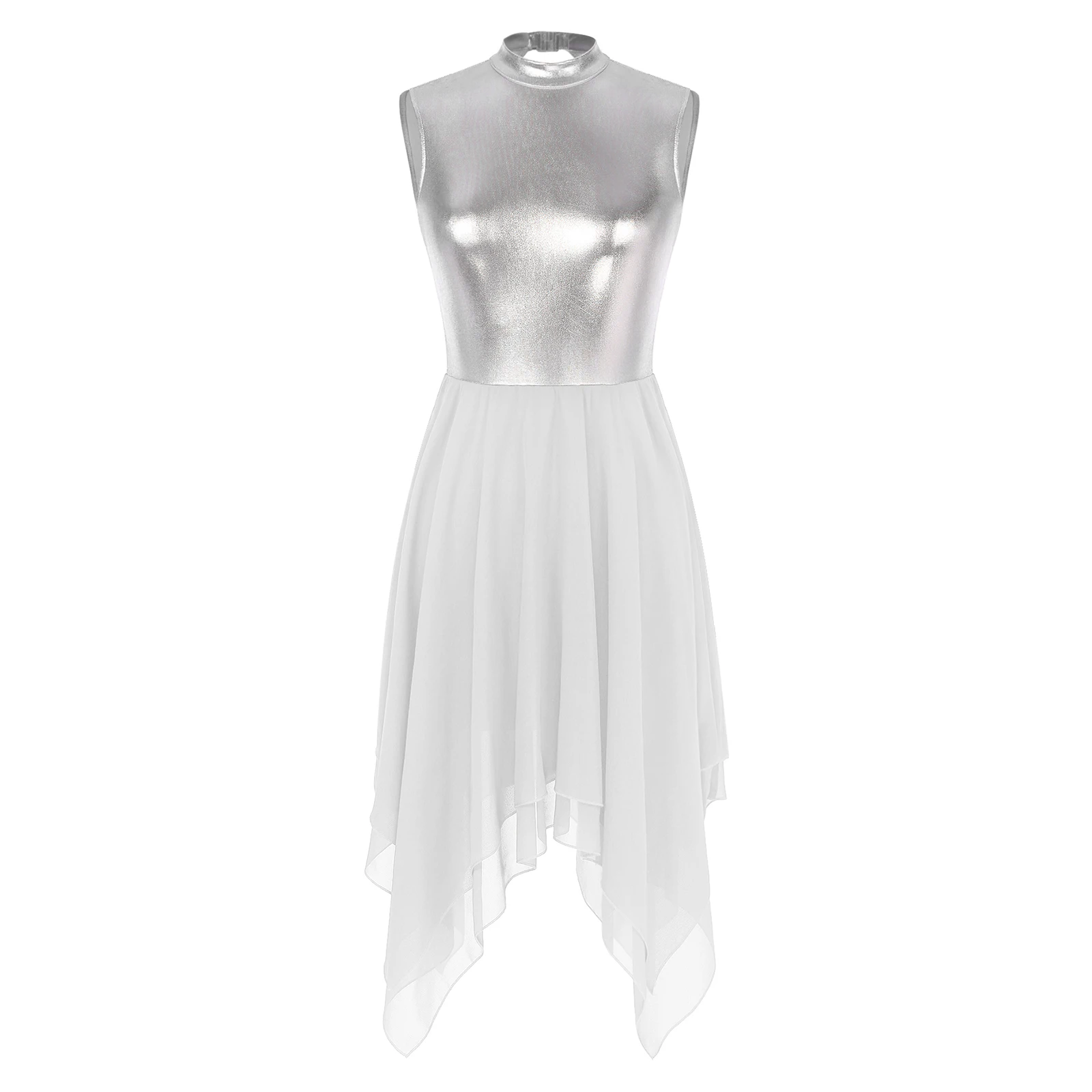 Vestido de ballet metálico para mujer, túnica lírica contemporánea, alabanza litúrgica, vestidos de baile lírico, disfraz de escenario actuación