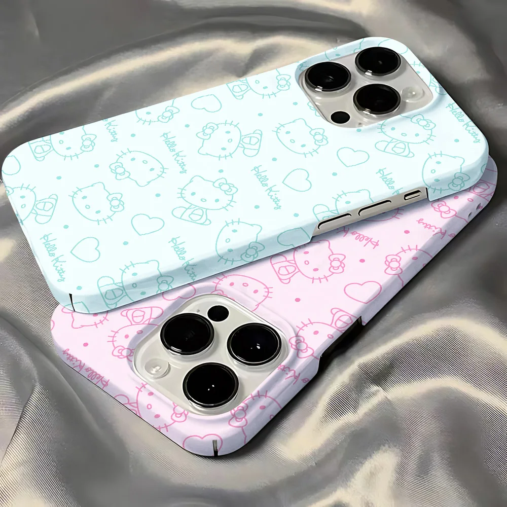 Glossy HD Anime Hello Kitty iPhone 14 Case with Lens Protection