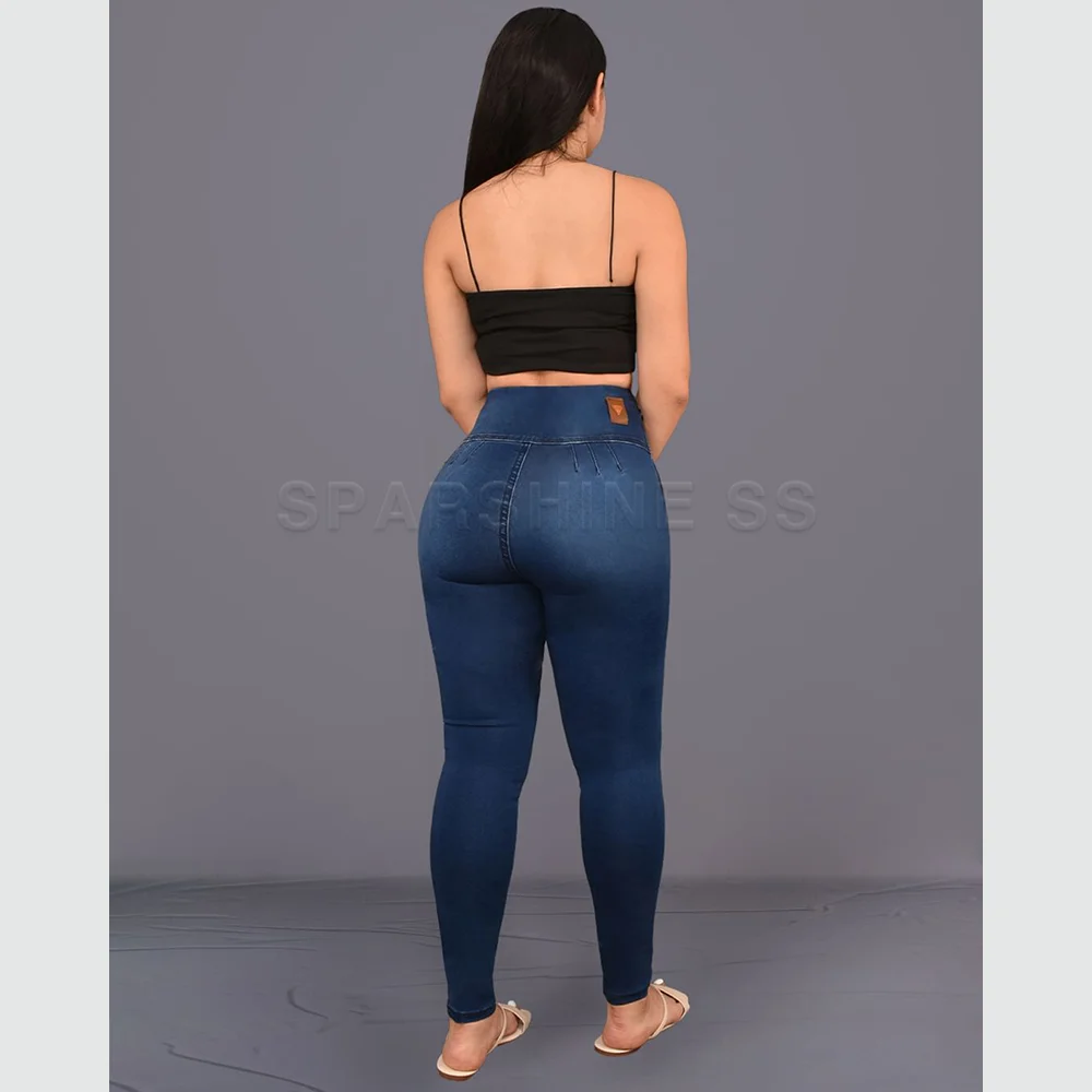 New Women\'s Thin Leg Elastic Pants Trousers Leggings Mid- Waist Butt Lift Skinny Denim Jeans Women Clothes