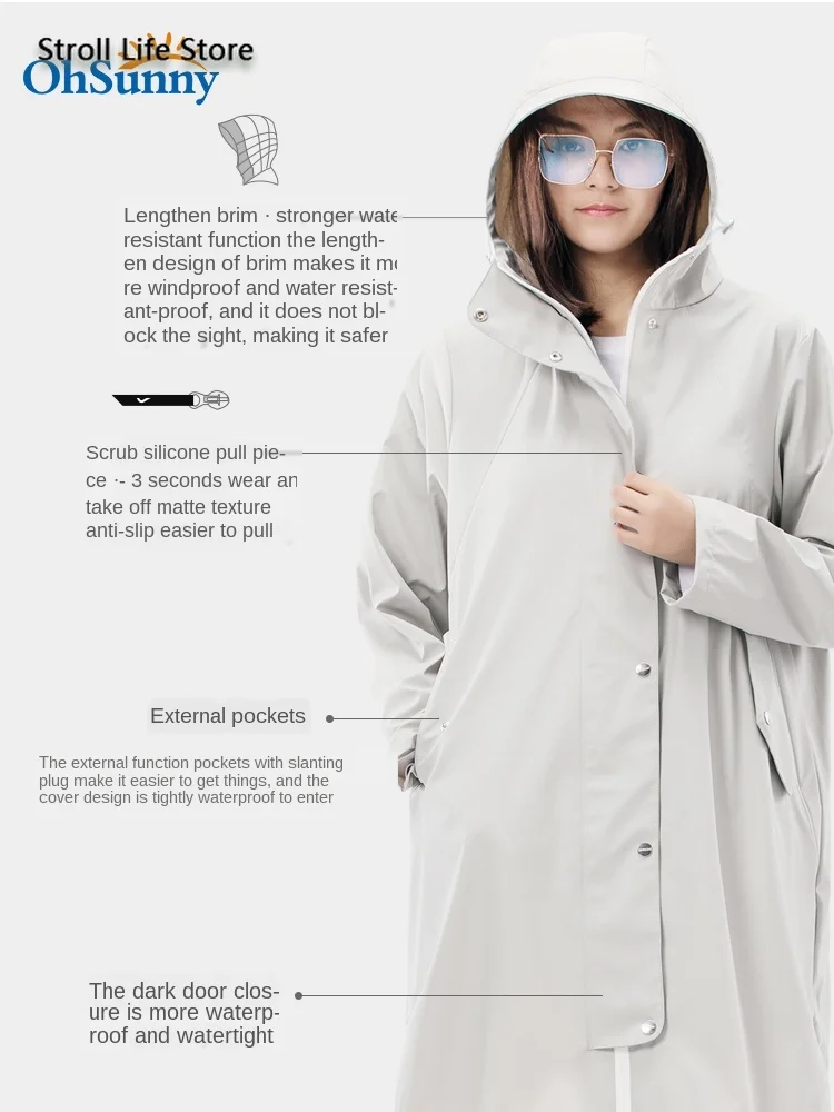 Long Adult Outdoor Rain Coat Full Body 