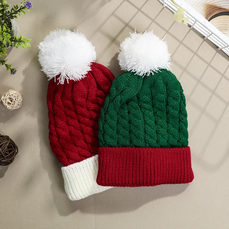 Adult Kids Christmas Knitted Hat Winter Beanie Santa Hat New Year Party Kids Gift Navidad Noel Xmas Decoration