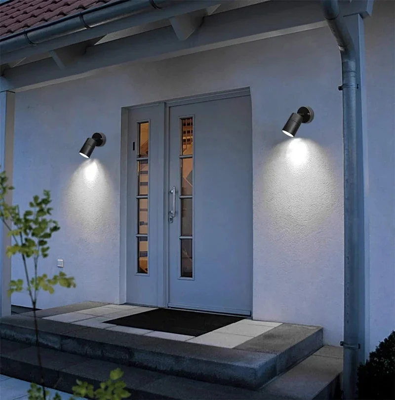 Motion Sensor Outdoor LED Wall Lamp GU10 Adjustable Waterproof Stainless Steel Wall Light Garden Courtyard Balcony Porch Light