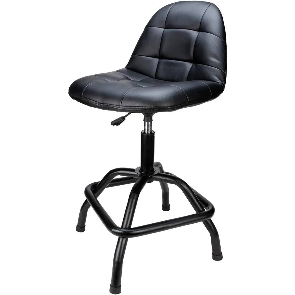 

Pneumatic High Back Adjustable Swivel Bar Stool with Back Support for Home, Bar, and Shop, , 26-32-Inches High