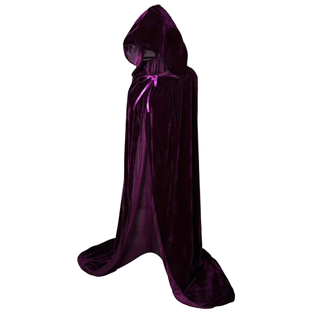 Halloween Cloaks Gothic Hooded Cloak Adult Elf Witch Long Purim Carnival Capes Robe Larp Women Men Vampires Grim Reaper Party — detail image 3