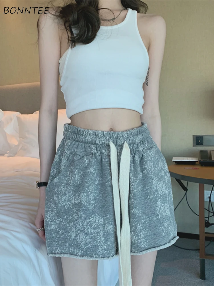 

Harajuku Shorts Women Baggy All-match Chic Personality Retro Basic Daily Streetwear Colleges Simple BF Wide Leg Summer Workout