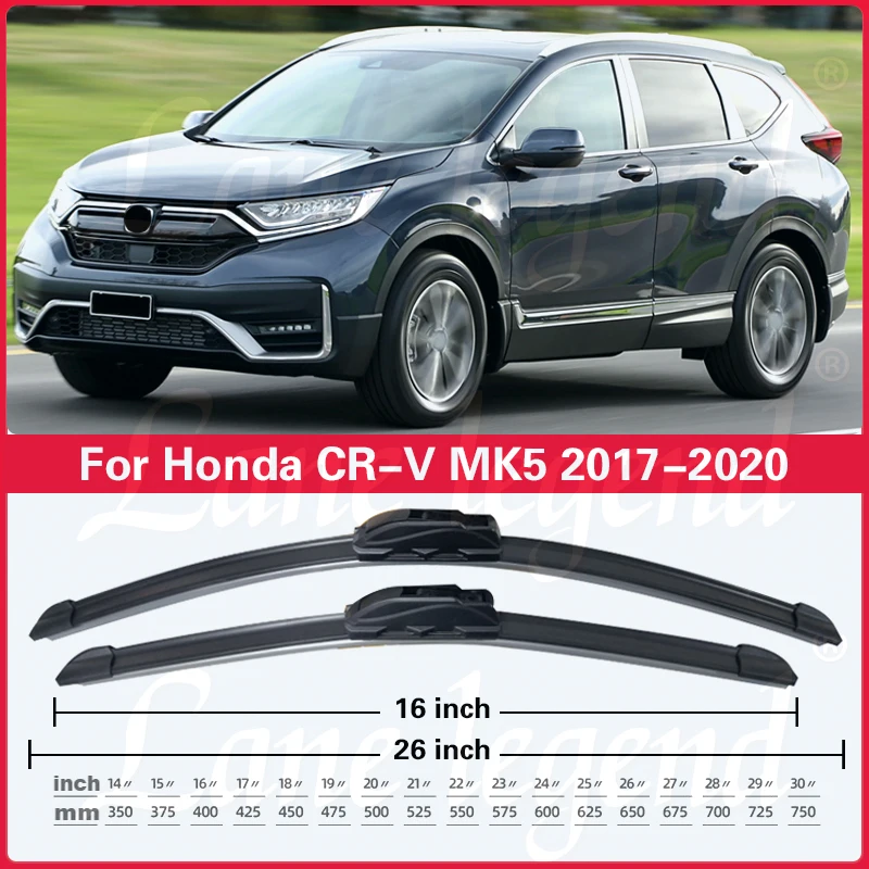 Front & Rear Wiper Blades For Honda CR-V 2017-2022 - 26", 17", 12" Set, Easy Installation