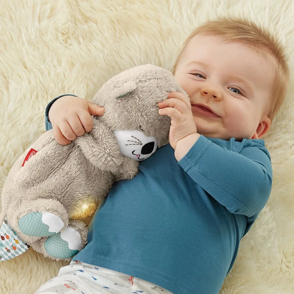 New Baby Breath Baby Bear Soothes Otter Plush Toy Doll Toy Child Soothing Music Sleep Companion Sound And Light Doll Toy Gifts kids electric train railway toys for kids train diecast simulation train sound light music educational locomotive christmas gift