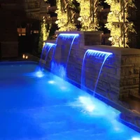 Acrylic Wall Mounted 60cm 90cm 120cm Swimming Pool Cascade Blade RGB Waterfall Sheer Descent For Pool And Pond Decoration 1