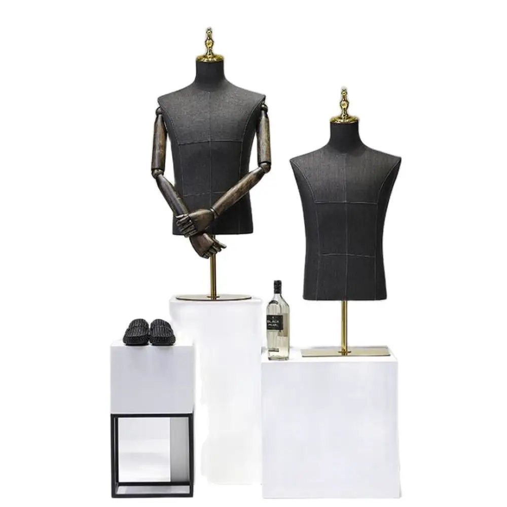 

Black Full Male Cloth Mannequin Props, Half Body Suit Display Rack, No Hand Suit Stage Model, Adjustable Height B061, 4Style
