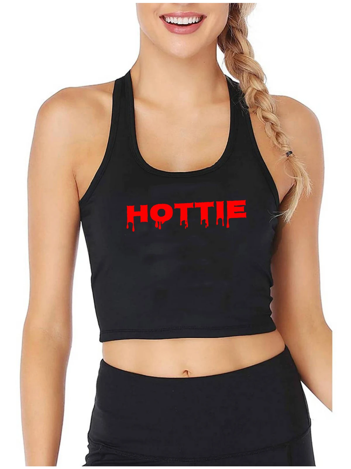 

Hottie Design Cotton Sexy Slim Fit Crop Top Women's Funny Naughty Style Tank Tops Hotwife Customizable Training Camisole