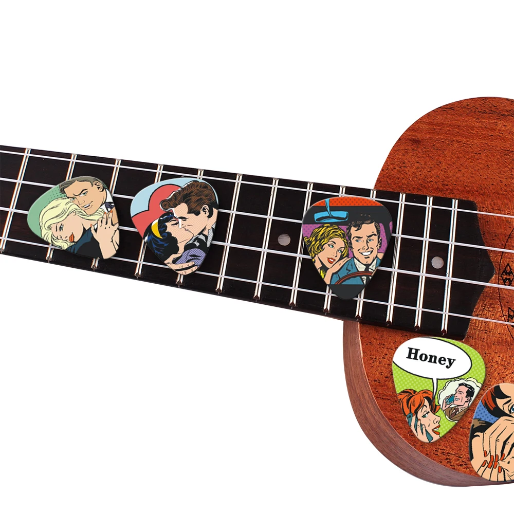 New 0.46/0.71/1.0Mm 10Pcs Guitar Paddles Cartoon Couples Acoustic Guitar Picks Musical Instrument Accessories Pick