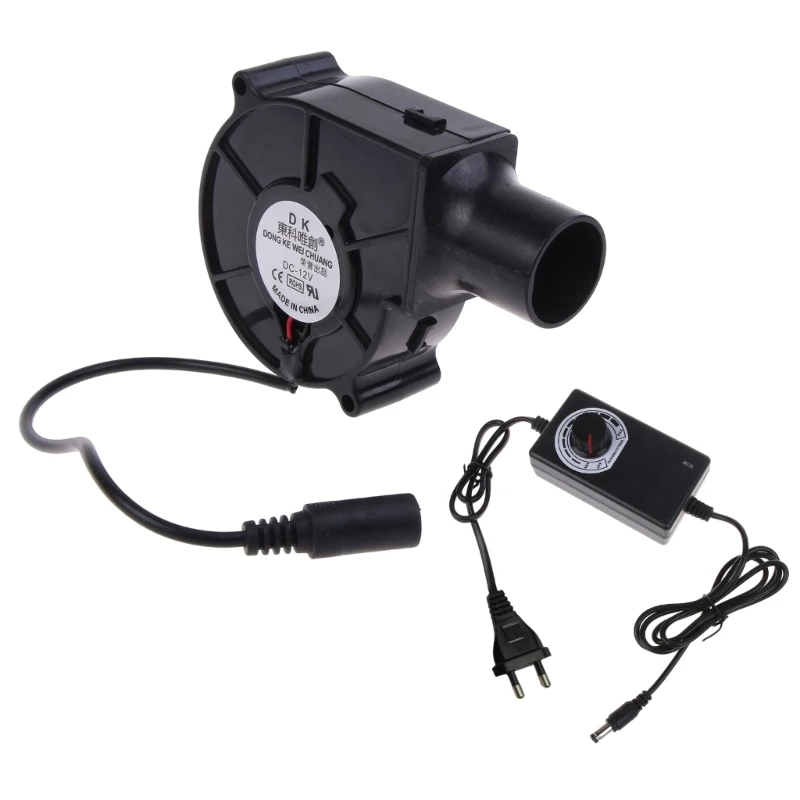 

12V BBQ Fan Small Portable Air Blower with Air Collecting Port Power Supply Speed Controller Cooking Blower US/EU Plug