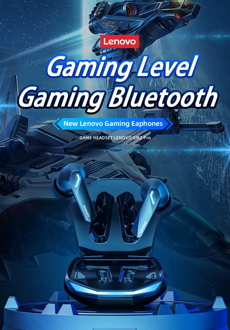 Lenovo gm2 pro bluetooth 5,3 слушалки спортни слушалки безжични игри в ухото с ниска латентност двурежимни музикални слушалки нови