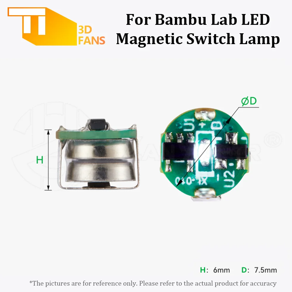 Einzelne LED-Leuchte mit kabellosem Induktionsschalter, Batteriebetrieb und Magnetbefestigung für Bambu Lab DIY 3D-Druck Modellteile in Sechs Farben