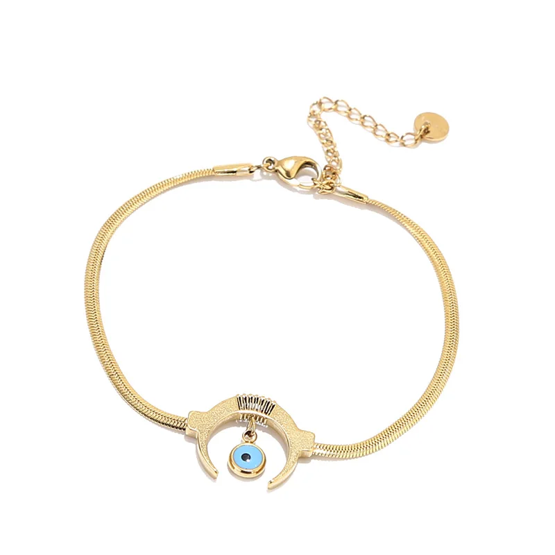 

3pcs 316L Stainless Steel Moon Eye Charms Bracelet Gold Color Snake Chain For Women Girls New Trend Jewelry Party Birthday Gifts