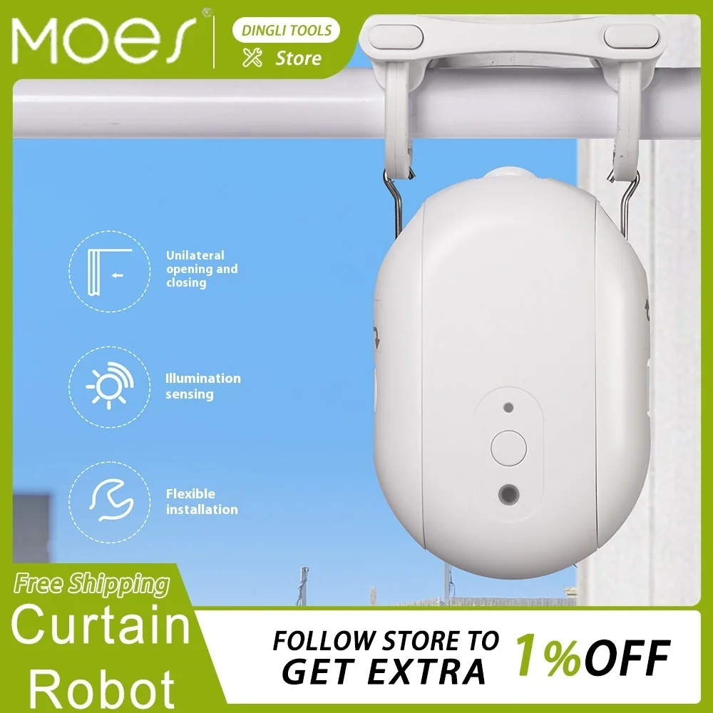 MOES Tuya Zigbee สมาร์ทไฟฟ้าผ้าม่านหุ่นยนต์จับเวลาเปิดอัตโนมัติ Light Sensor App Remote Voice Control เหมาะสําหรับเสาโรมัน 1