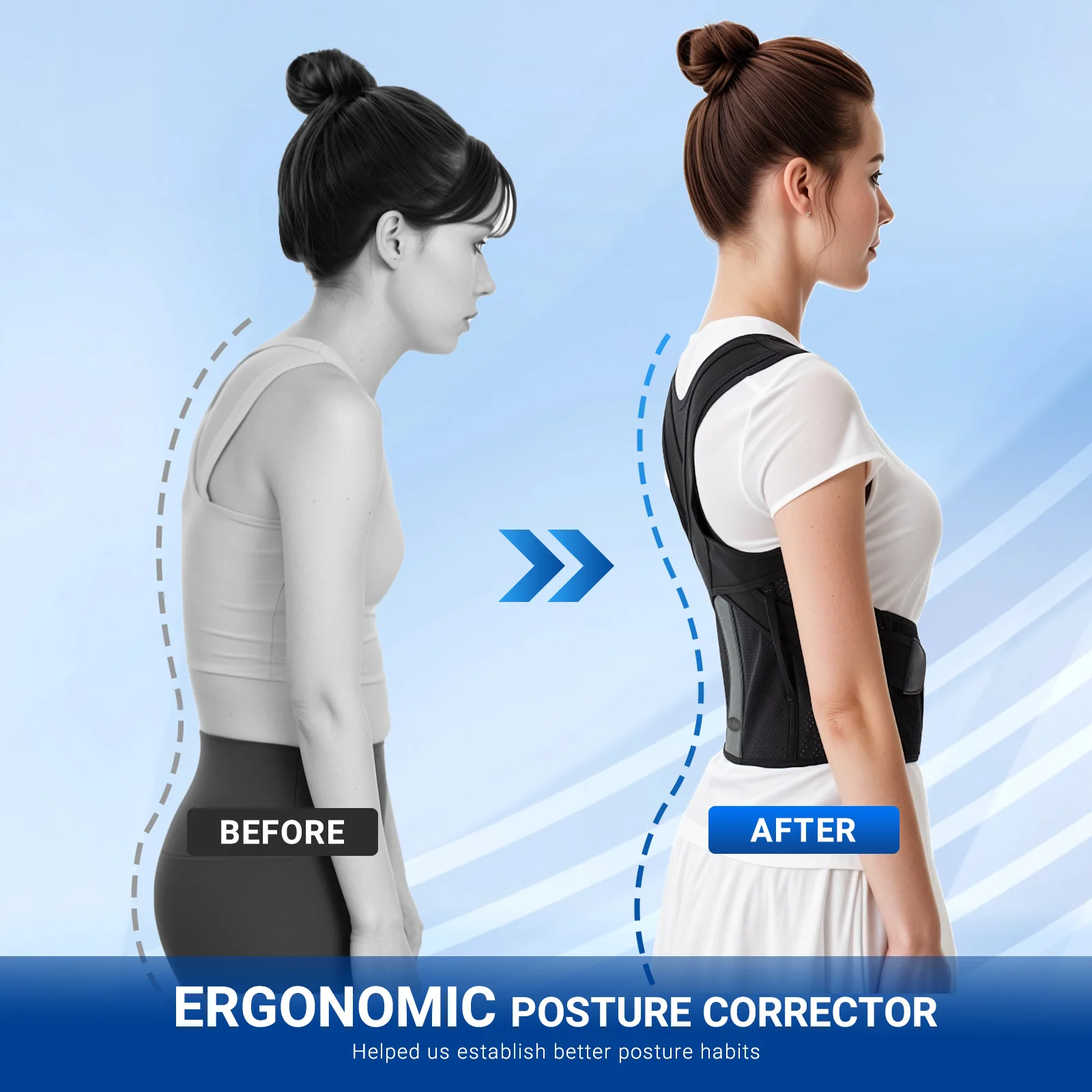 Babaka Posture Corrector Medical Back Brace Adjustable Full Shoulder Brace For Mid Upper Spine Support Lumbar Support 4