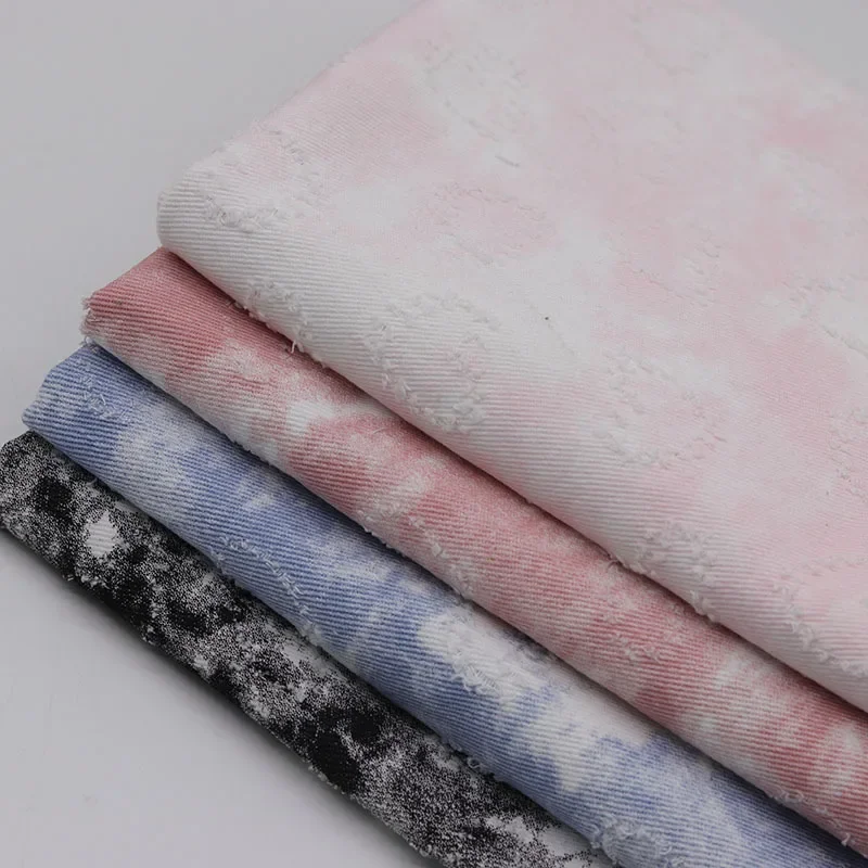 Heart Tie Dye Washed Print Denim Fabric Clothing Material Jeans Dress Bag Handbag Chinese Style Size Adult Children B