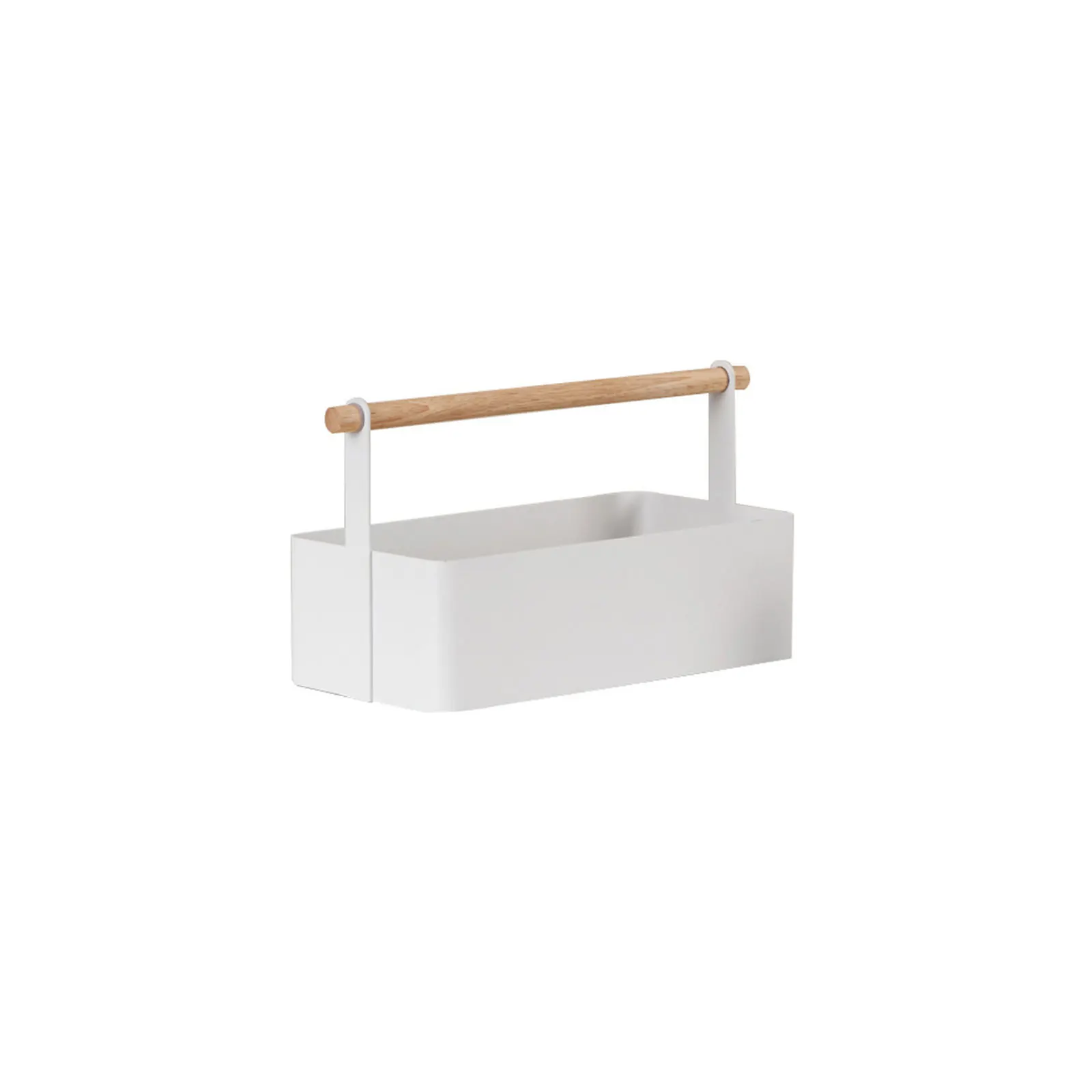 Storage Holder for Makeup Nursery Desk, Home, Bathroom, Kitchen, Caddy, Handle Organizer, Steel and Wood 2
