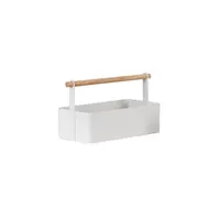 Storage Holder for Makeup Nursery Desk, Home, Bathroom, Kitchen, Caddy, Handle Organizer, Steel and Wood 2
