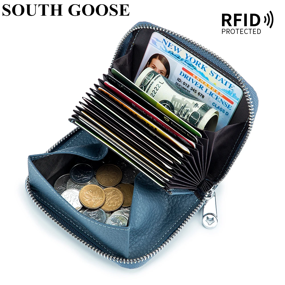 Genuine Leather Women Wallet Coin Purses Simple Female Small Change Pocket  Business Rfid Zipper Card Holder Men Short Wallets