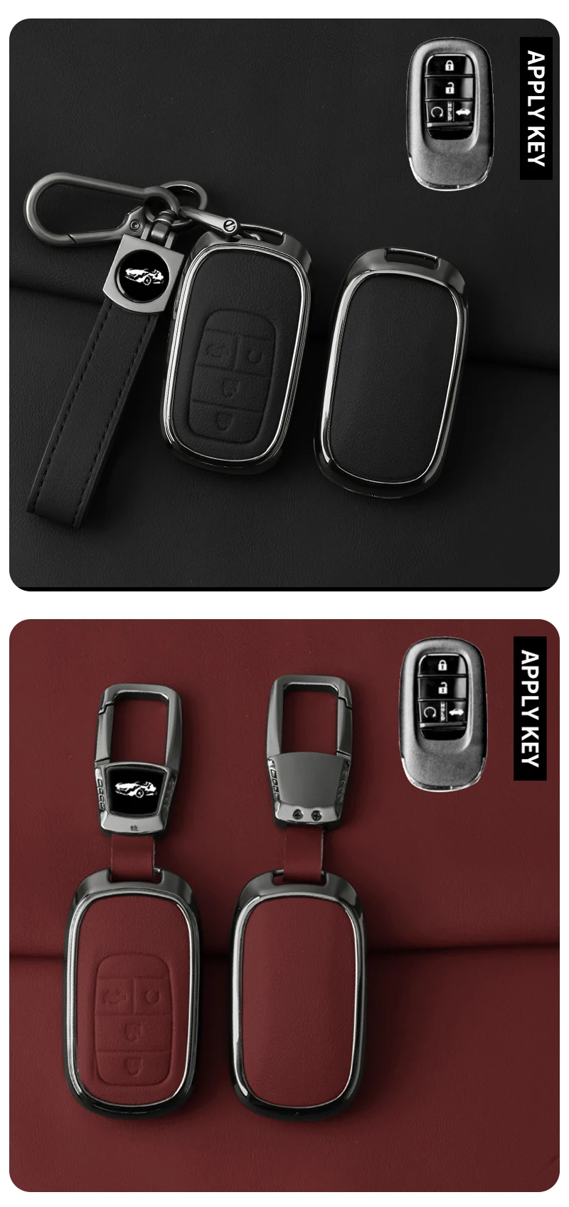 Metall Leder Auto Schlüssel Fall Abdeckung Für Honda Civic Accord HR-V CR-V CRV 2022 2023, Geschützt Shell Fob Tasche Schlüsselbund Zubehör – Detail 8