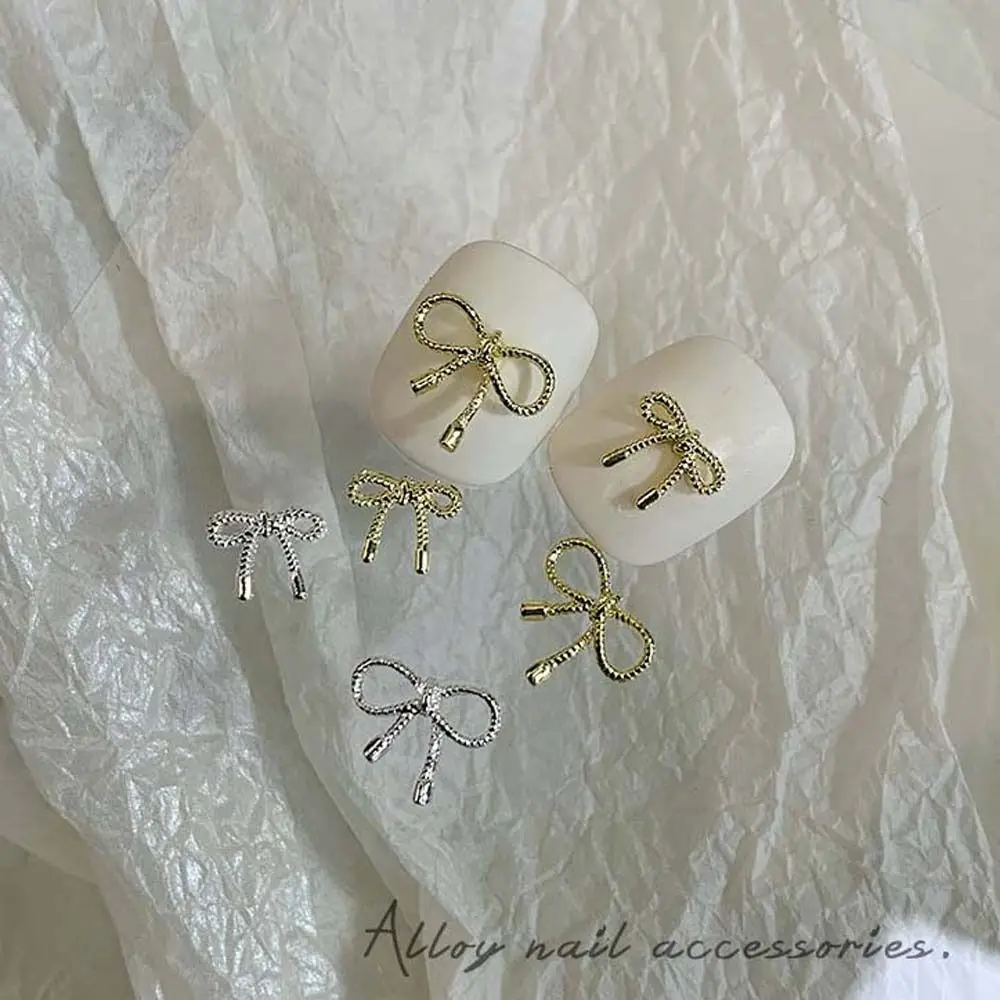 Gold Silver Flowers Manicure Accessories Nail Rhinestones Nail Art Jewelry Bow Nail Decorations 3D Nail Art Drills