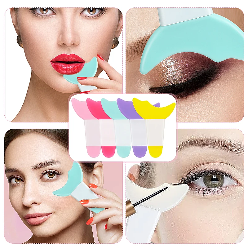 Description Picture 6 of item1pcs Eye Makeup Aid Professional Eyeliner Template Mascara Baffle Silicone Stencil Eyebrow Eyeliner Shaper Assistant Beauty Tool