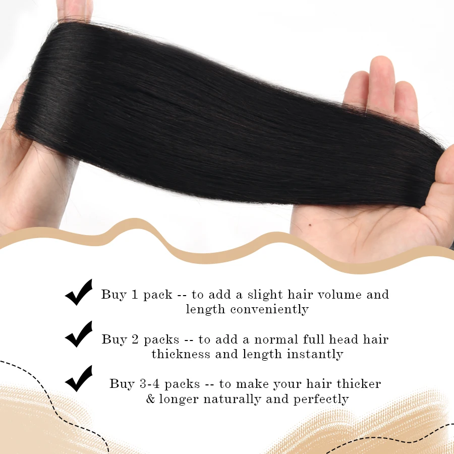Neitsi Tape in Natural Human Hair Extensions for Women Black Brown Color 12-24 inch Seamless Straight Non-Remy Tape Ins