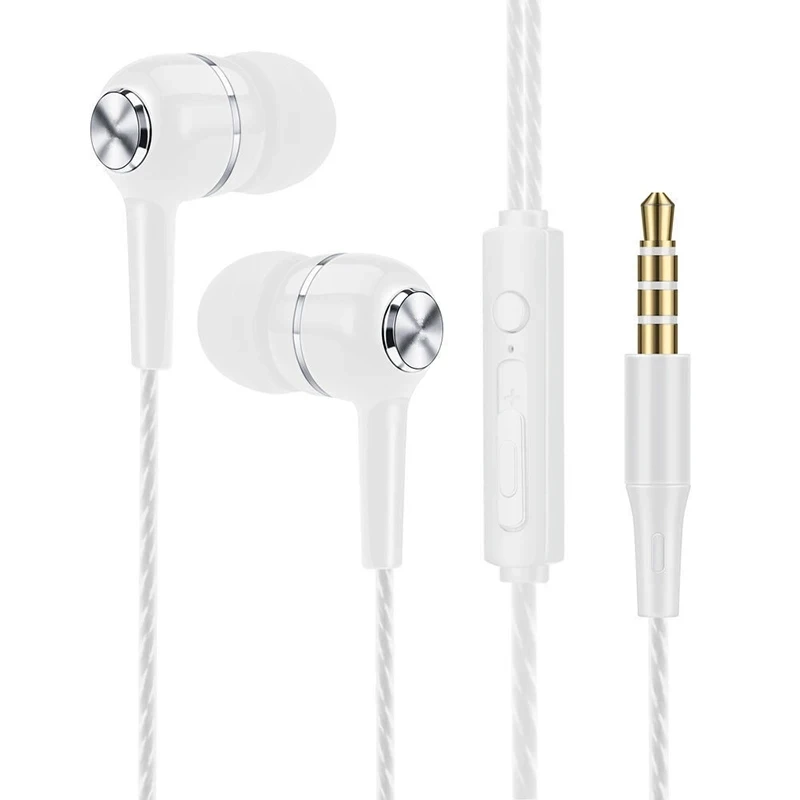 3.5 Wired Headphones 3.5mm Sport Earbuds with Bass Phone Earphones Stereo Headset Mic volume control Music