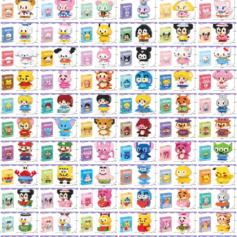 Disney 108 style Stitch LinaBell StellaLou Building Blocks Princess Cartoon Figrues Bricks Children's Assembly Toys Model Gift 5