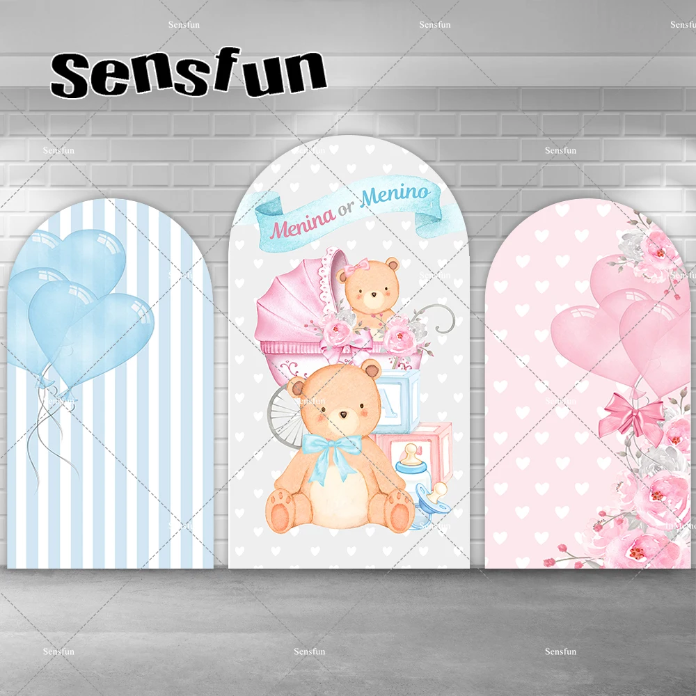 

Bear Theme Boy Or Girl Gender Reveal Party Arch Backdrop Cover Chiara Wall Banner Pink Blue Baby Shower Photograghy Backgrounds