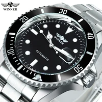 WINNER-Montres mécaniques classiques pour hommes, montre automatique d'affaires de marque de luxe, lunette rotative, cadran Shoous, horloge à bracelet en acier 1