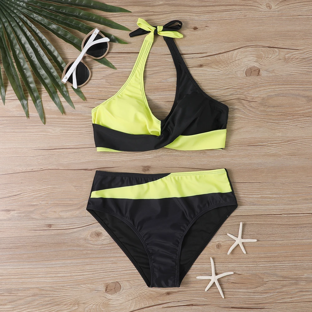 2023 Summer Women Sexy Bikini Swimwear Women High Waist Bikinis Set Swimsuit Two-piece Set Swimsuit Vintage Print Bathing Suit
