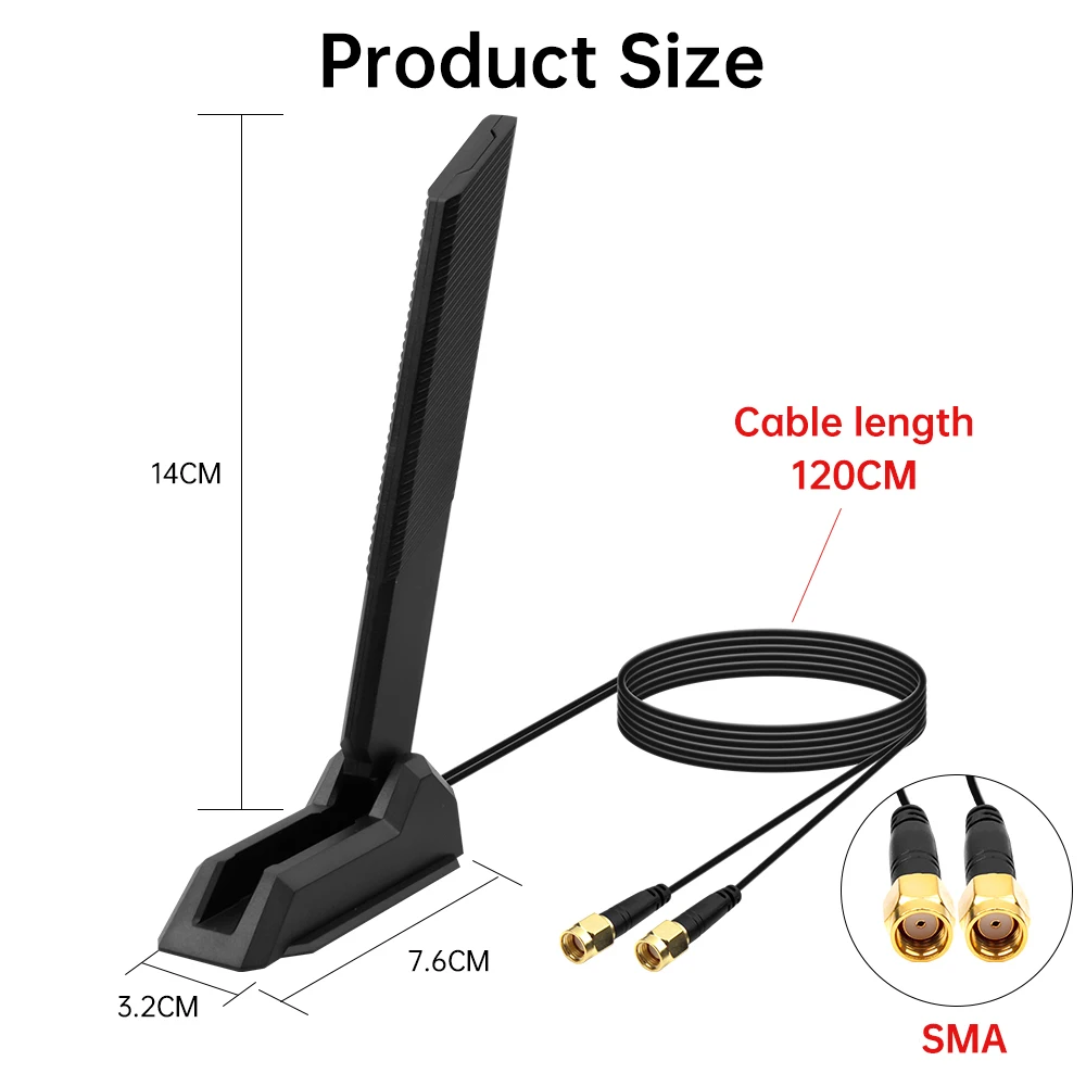 Externe faltbare WLAN-Antenne WiFi 6E 2.4G/5G/6G 12DBi Magnetischer Hochleistungs-Signalempfänger für PCIE-Adapter – Detail 6