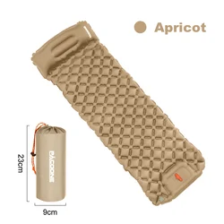 Ultralight Inflatable Sleeping Pad with Built-in Pillow and Pump for Outdoor Camping and Hiking (Cream-coloured)