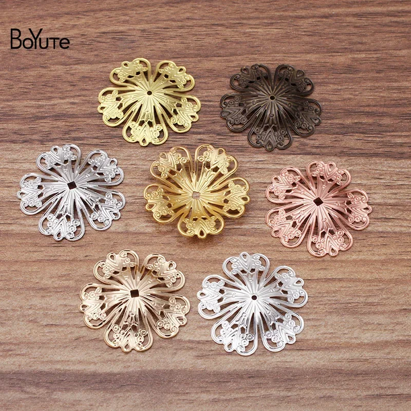 BoYuTe 금속 황동 스탬핑 32mm 선조 꽃 파인딩, DIY 빈티지 쥬얼리 액세서리, 수제 재료, 50 개 로트
