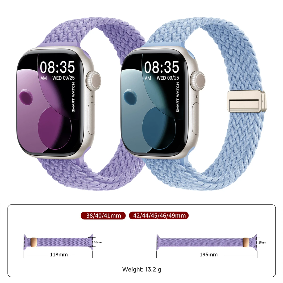 Magnetic Braided Nylon Loop Band for Women - Elastic Replacement Strap for Apple Watch