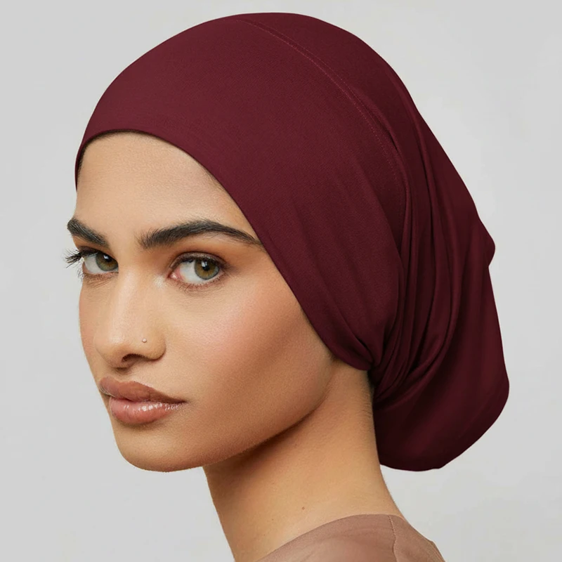 【Neu】Einfarbiger Turban im Ethno-Stil mit elastischem Band, Kopftuch für Frauen und Mädchen, modische Beanie-Mütze, Kopftuch, modische Haaraccessoires – Detail 2