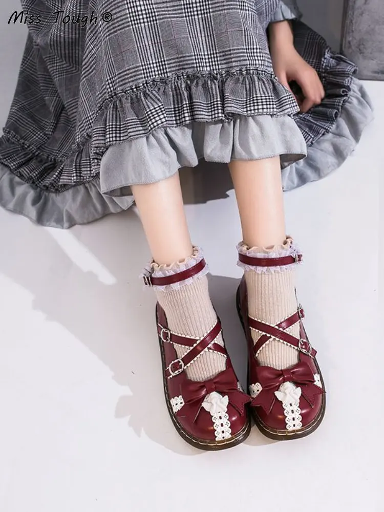 

Женская повседневная обувь с круглым носком, в японском стиле