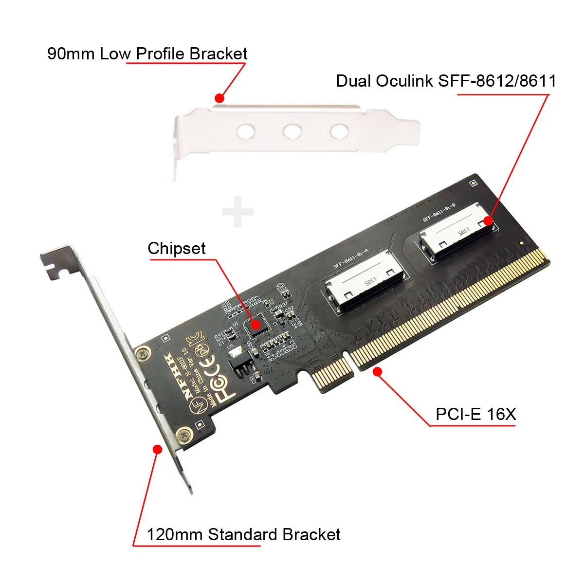 Oculink SFF-8611 zu U.2 SFF-8639 mit SATA Stromkabel