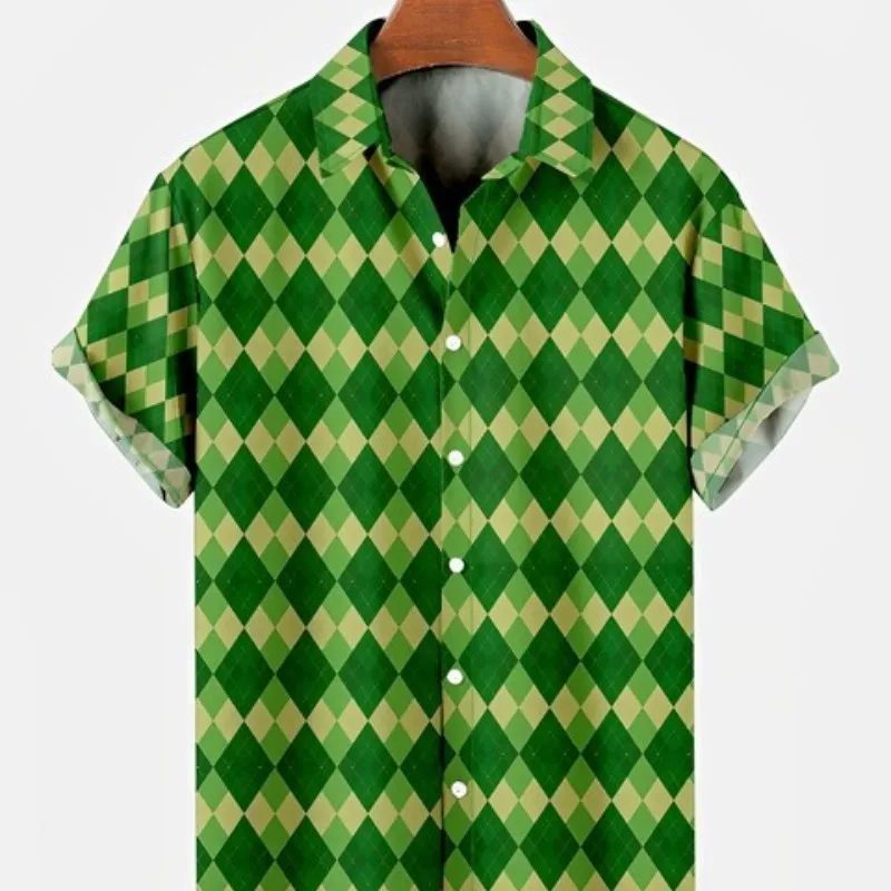 Men's Summer Casual Vintage Hawaiian Short Sleeve Shirt Trendy 3D Print ...