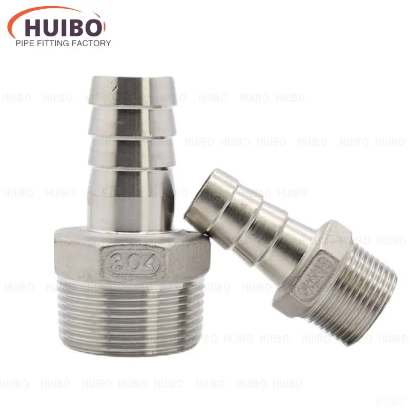 Hose Barb Connector 304 Stainless Steel 1/8" 1/4" 3/8" 1/2"BSP Male Thread Pipe Fitting Barb Hose Pagoda Coupling Tail Connector
