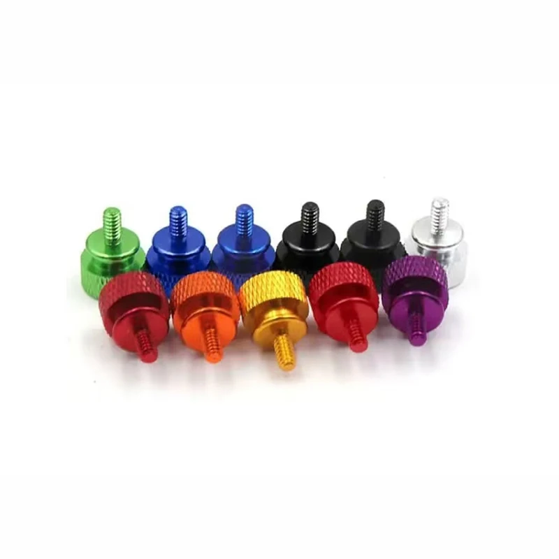 10pcs M3/M4 long 6mm/8mm colorful Aluminum step thumb screw PC Case side panel screw Knurled Hand Screws anodized 10 colors